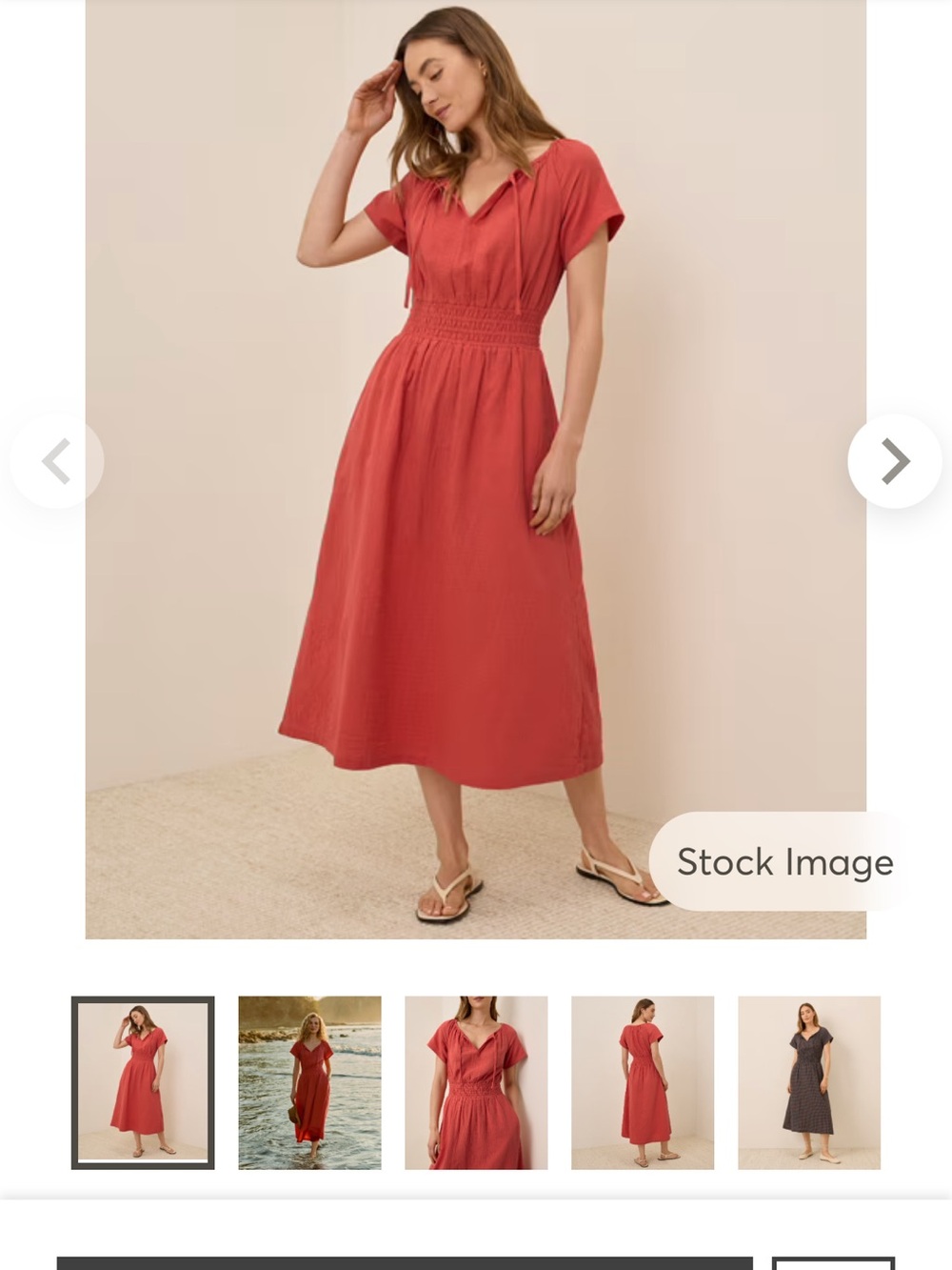 Women's Brand New, Never Worn Coastal Double Gauze Boho Midi Dress: color Kumqua - Picture 3 of 12